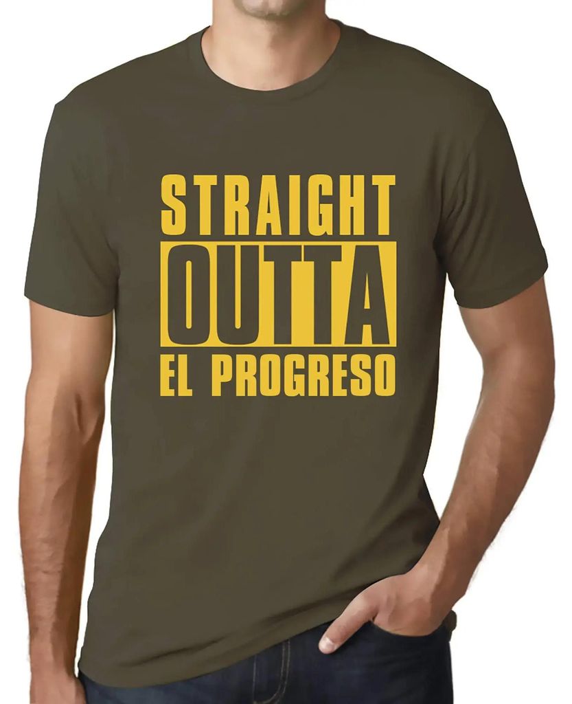 Herren Grafik T-Shirt Straight Outta El Progreso Öko-Verantwortlich Vintage Jahrgang Kurzarm Lustige Druck Geburtstag Geschenk Mann