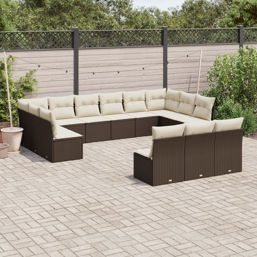 Maison Exclusive - 13-tlg. Garten-Sofagarnitur mit Kissen Braun Poly Rattan