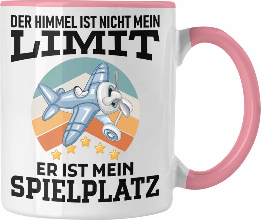 Trendation - Der Himmel Ist Nicht Mein Limit Tasse Geschenk Bester Pilot Flugzeuge Geschenkidee (Rosa)