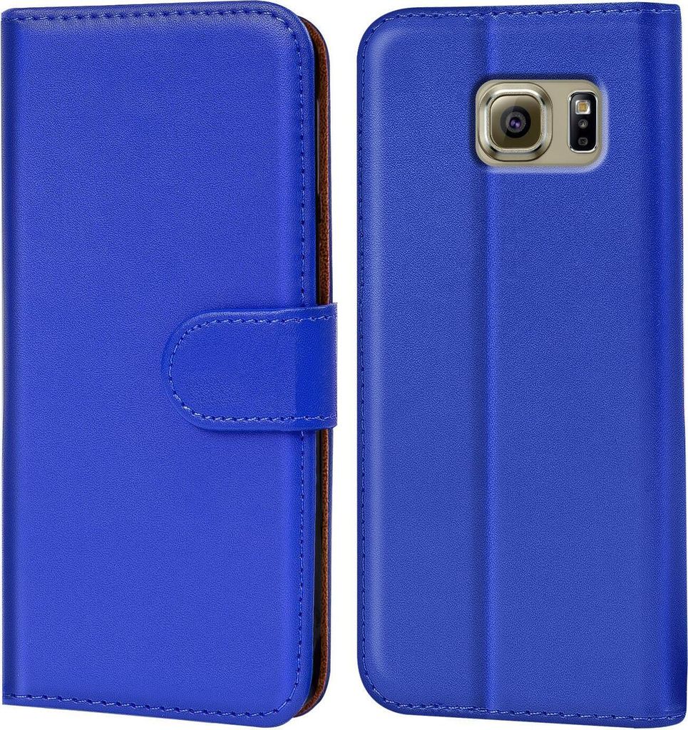 Conie Klapp Tasche für Samsung Galaxy S6 Edge Kartenfach Rundumschutz Hülle in Blau