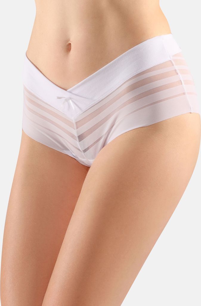 Bellivalini Damen Unterhose Hipster Hot Pants mit Spitze Unterwäsche BLV-GAB-155 (Weiß-2, M)
