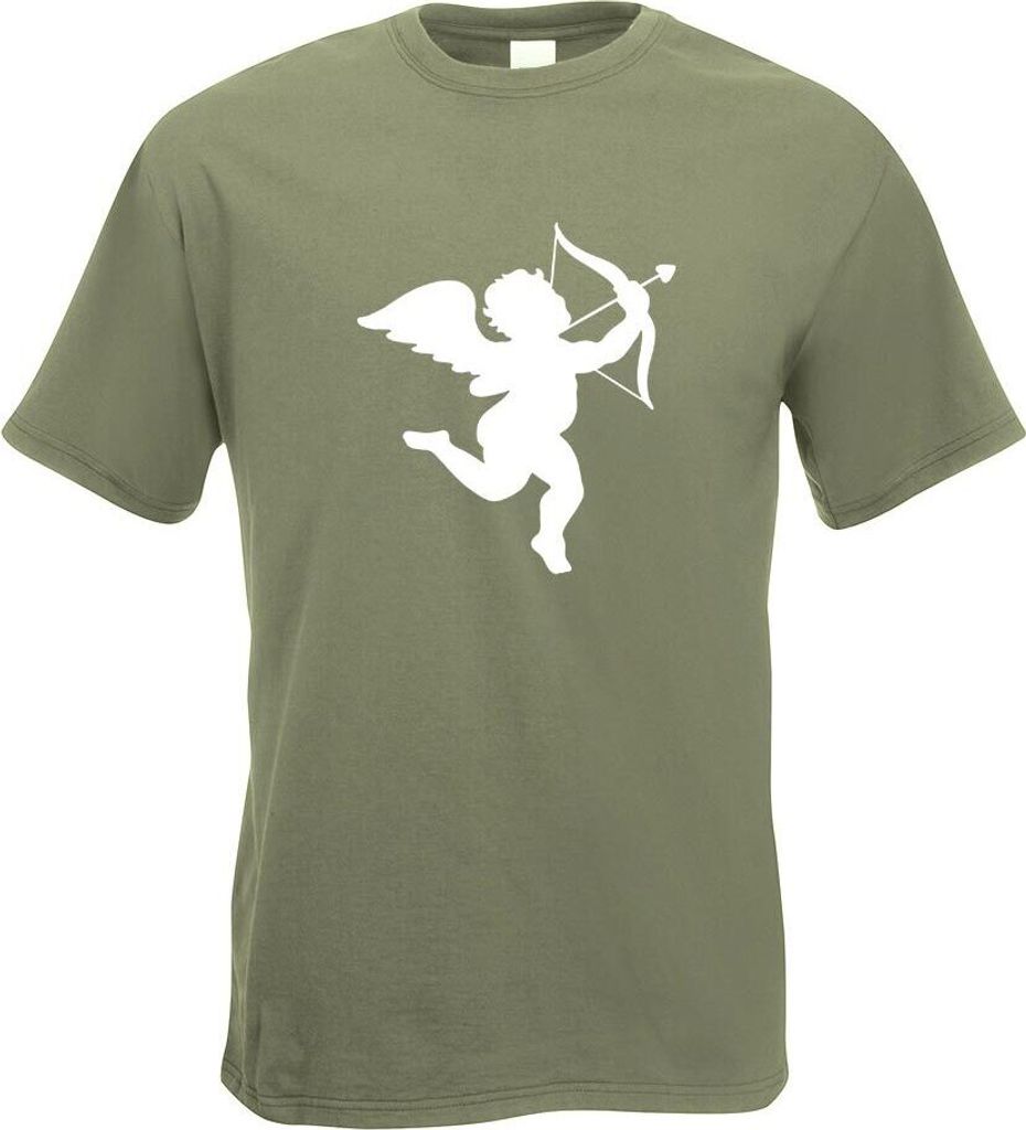 Kiwistar - T-Shirt - Olive - Engel Profil - Liebesengel - Amor Motiv Bedruckt Funshirt Design Print - mit Motiv Bedruckt - Funshirt Design - Sport ...