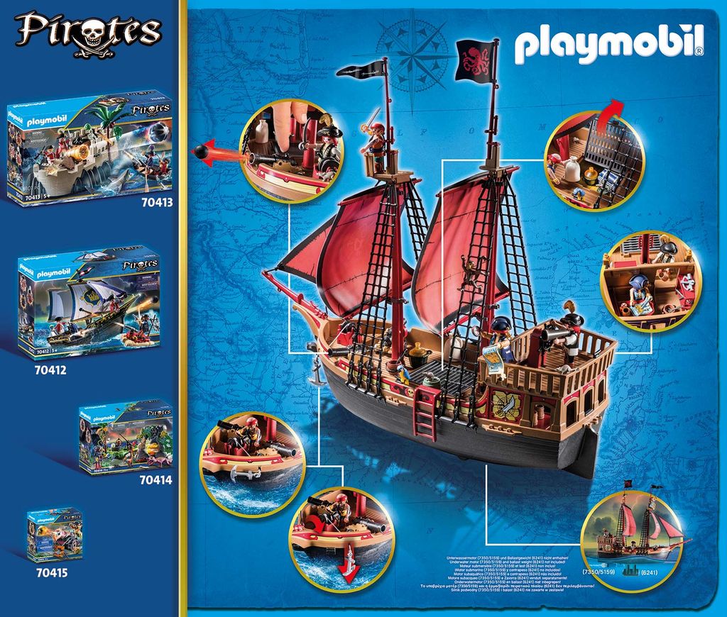 Playmobil Pirates 70411 Piratenschiff Piraten Boot Schiff Totenkopf-Kampfschiff