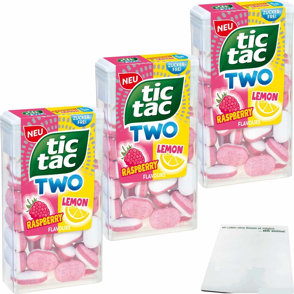 Tic Tac TWO Raspberry&Lemon ohne Zucker 3er Pack (3x38,5g) + usy Block