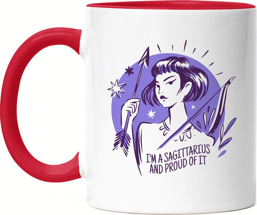 Schütze Sternzeichen Tasse Rot WeißSagittarius Horoskop Geschenkidee November Dezember Geburtstag
