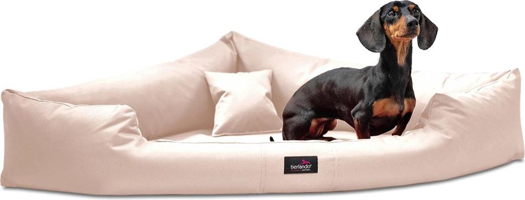 tierlando TRIVIA | Orthopädisches Eckhundebett Polyester Hundebett Dreieckbett - Größe: 80x80cm | Farbe: 05 Creme