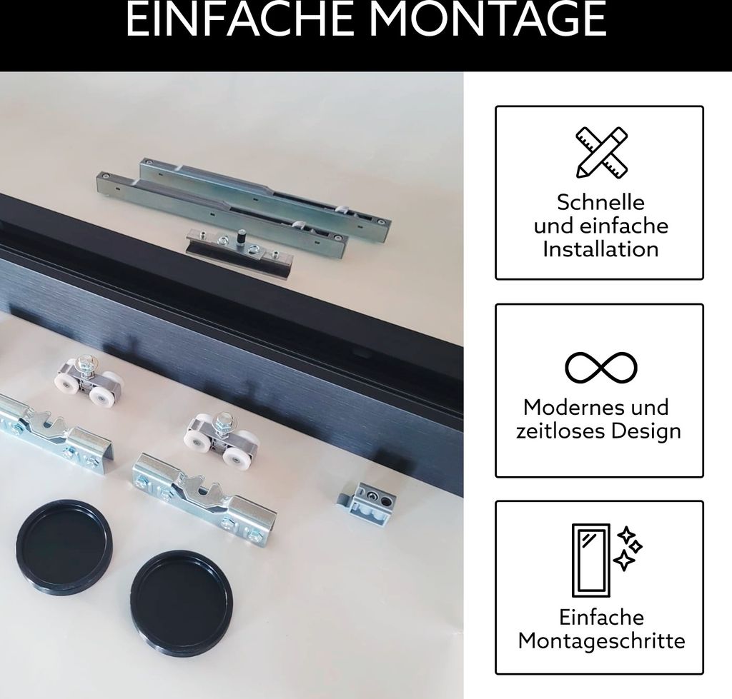 Glasschiebetür Komplettset Klarglas 935x2058 inkl. Softstop Produktbild 7