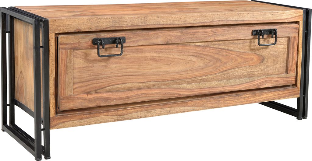 SIT Möbel Schuhschrank | 1 Klappe | Akazie natur | Metall antikschwarz | B 130 x T 40 x H 50 cm | 09258-01 | Serie PANAMA