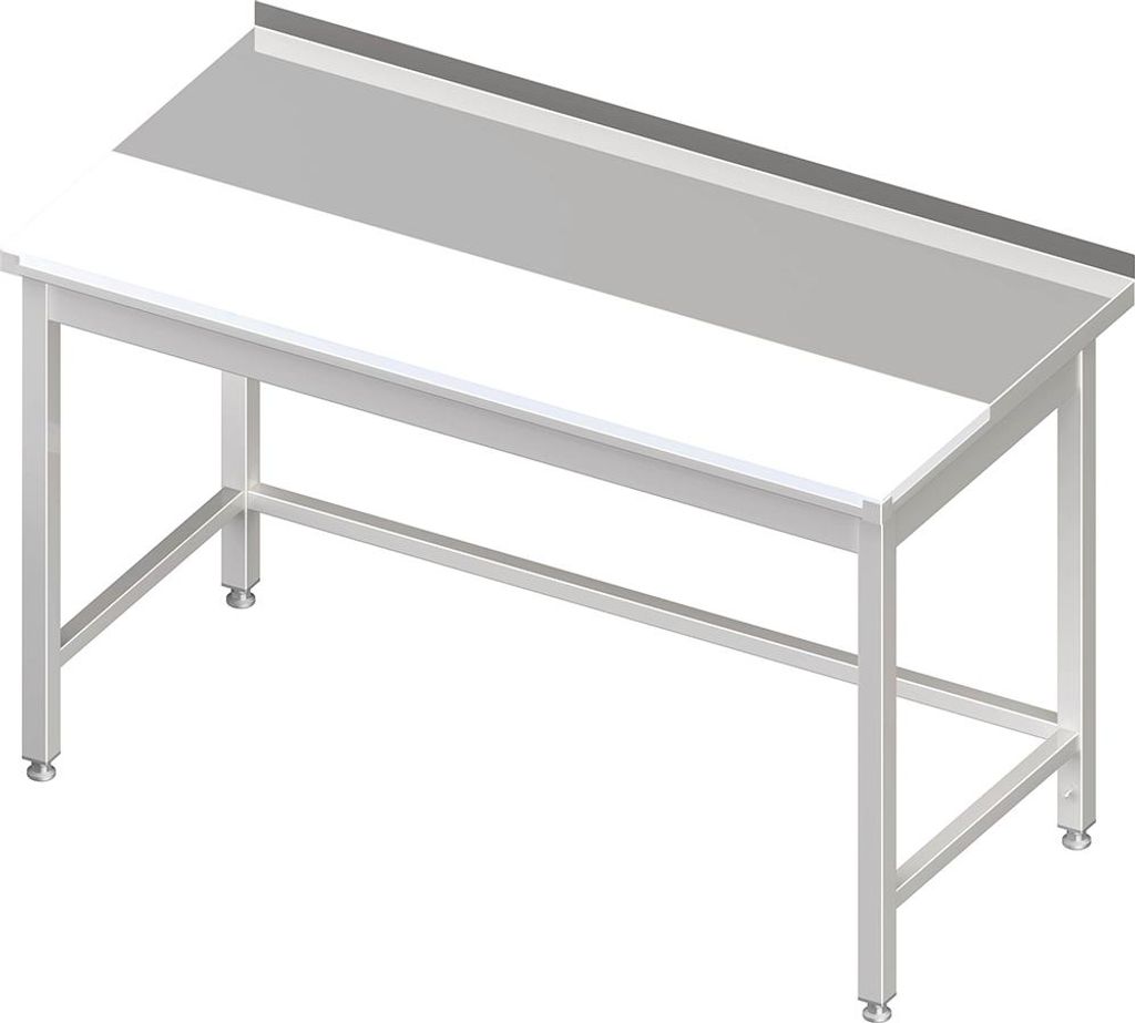 Arbeitstisch ohne Grundboden, 1900x700x850 mm, mit bündig eingelassener PE-Schneideplatte, mit Aufkantung, verschweißt