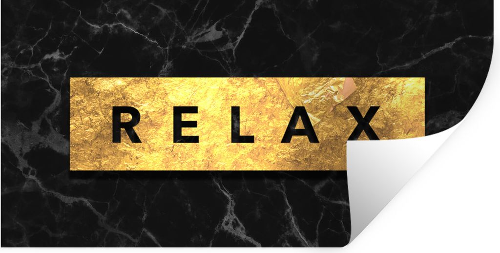 MuchoWow Wandtattoo Wandsticker Wandaufkleber Zitate - Entspannen - Gold - Marmor 80x40 cm Selbstklebend und Repositionierbar - Aufkleber