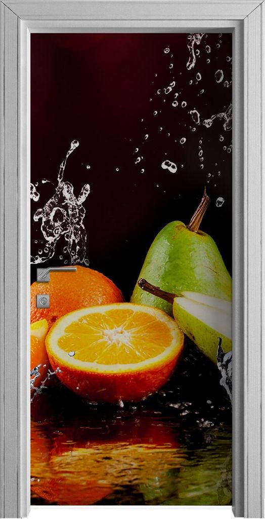 Tür Selbstklebende 90x210 cm Türfolie Türtapete Klebefolie - Birnen Äpfel Obst