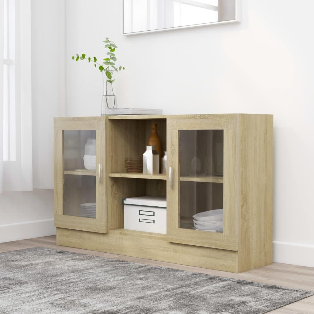 vidaXL Vitrína Sonoma dub 120x30,5x70 cm výrobek ze dřeva Obrázek produktu 