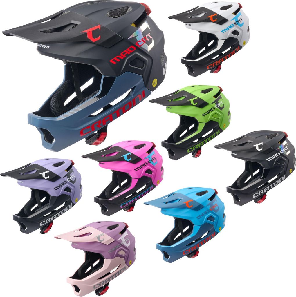 Cratoni MadCat MIPS Kinder-Fullface-Helm black matt S-M