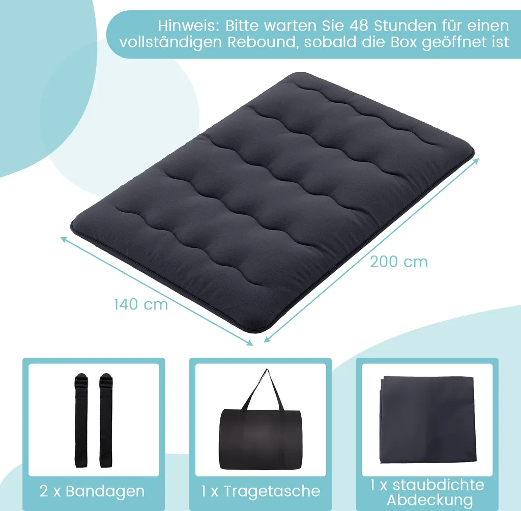Matelas de couchage 140 x 200cm pour lit d'appoint invités et camping