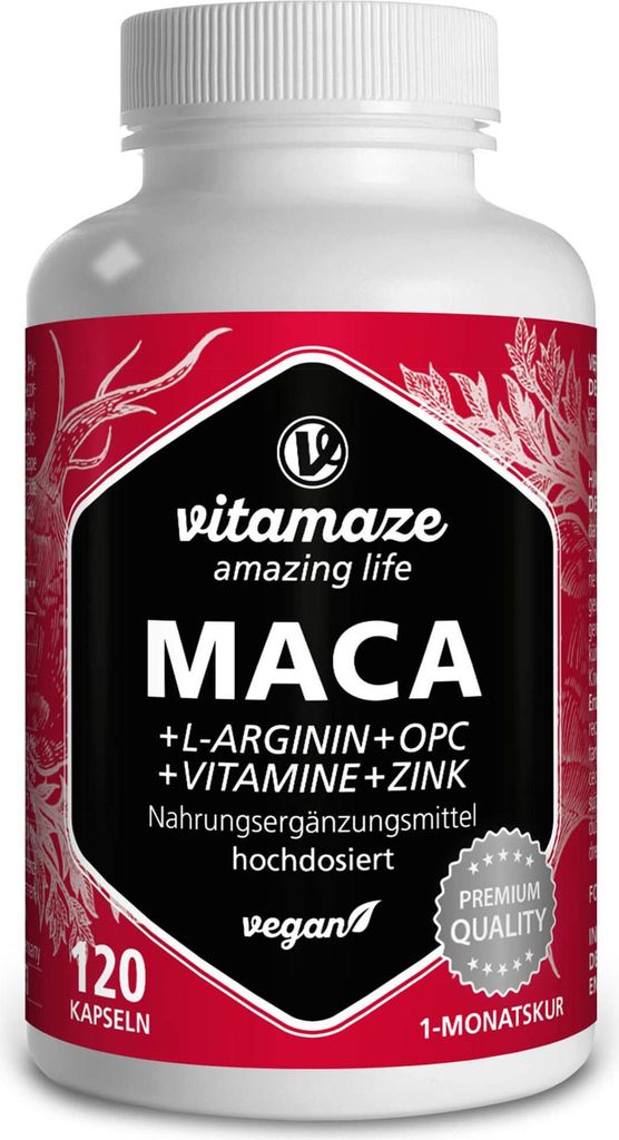 Maca 10:1 hochdosiert+L-Arginin+Opc+Vit.vegan Kps. 120 St