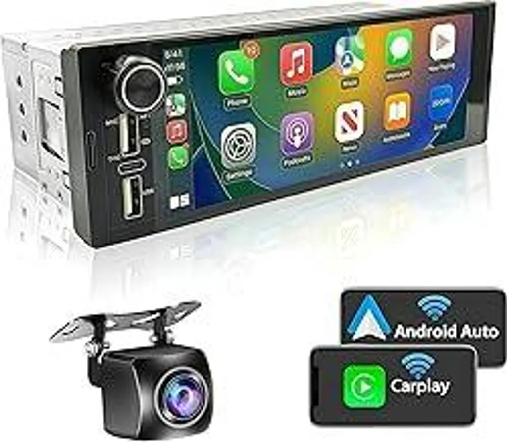 Radio Auto 1 DIN Touchscreen 6.9" - CarPlay Wireless e Android Auto - 1
