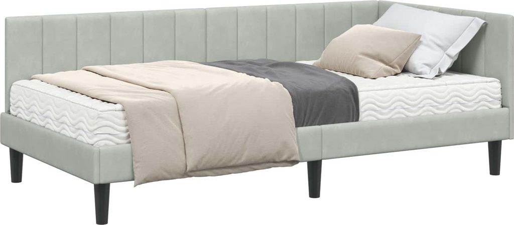 Eckbettgestell mit Matratze mit Matratze 2 pcs Hellgrau Samt