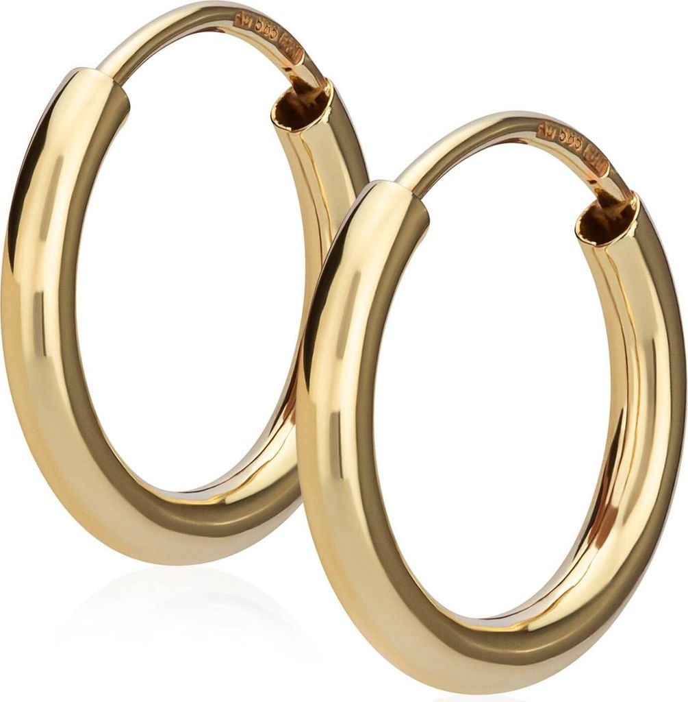 Paar 585 Gelbgold Creolen Ohrringen Ohrschmuck 1,8mm Rund Produktbild 