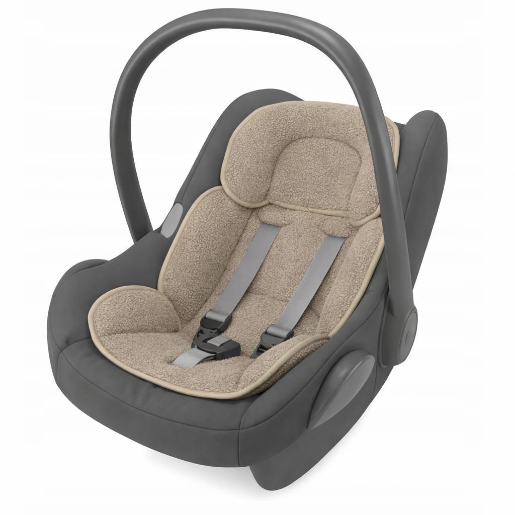 Sitzverkleinerer - Bouclé -Einlage Baby Kind Auto Kindersitz Babyschale Einsatz - Beige