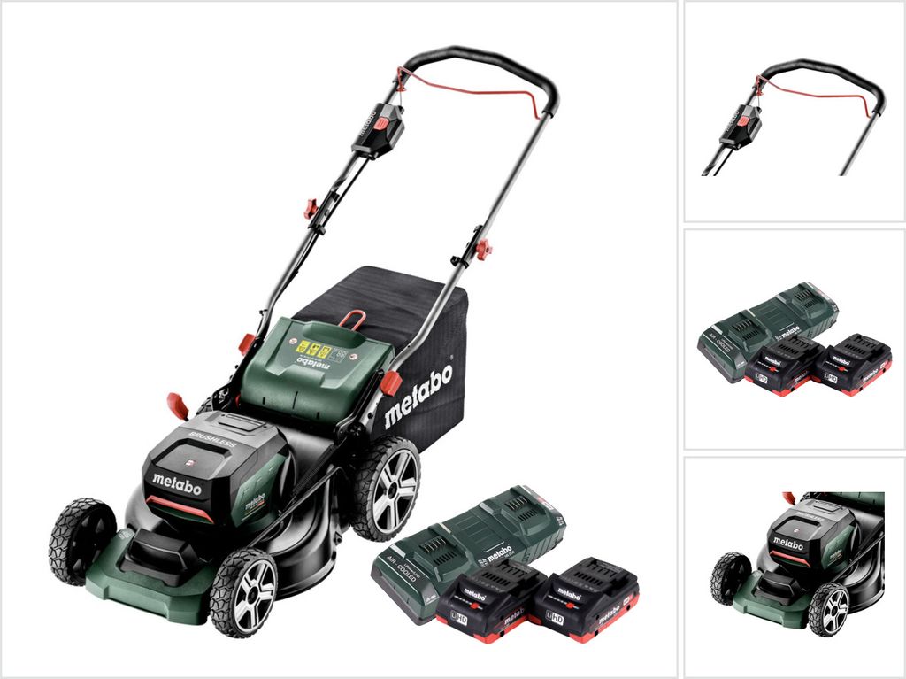Metabo RM 36-18 LTX BL 46 Akku Rasenmäher 36 V ( 2x 18 V ) 46 cm Brushless + 2x Akku 4,0 Ah + Doppelladegerät