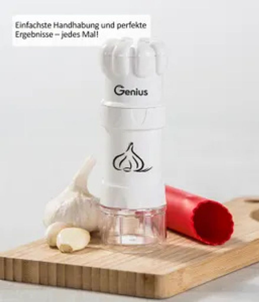 Genius Knoblauch-Schneider G5, Handknoblauchpresse, Weiß