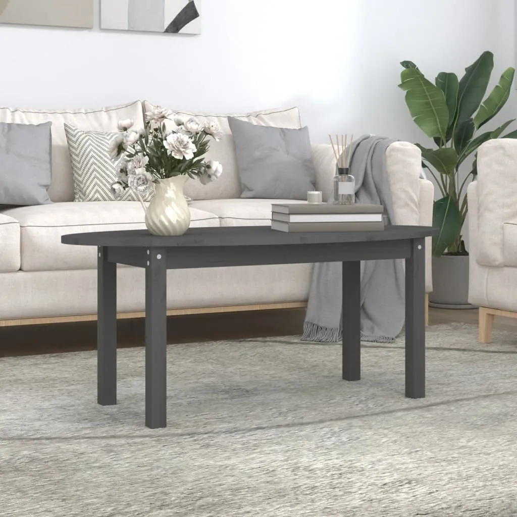 Tavolino Grigio 110x55x45 cm in Legno di Pino Massiccio | The Living Store