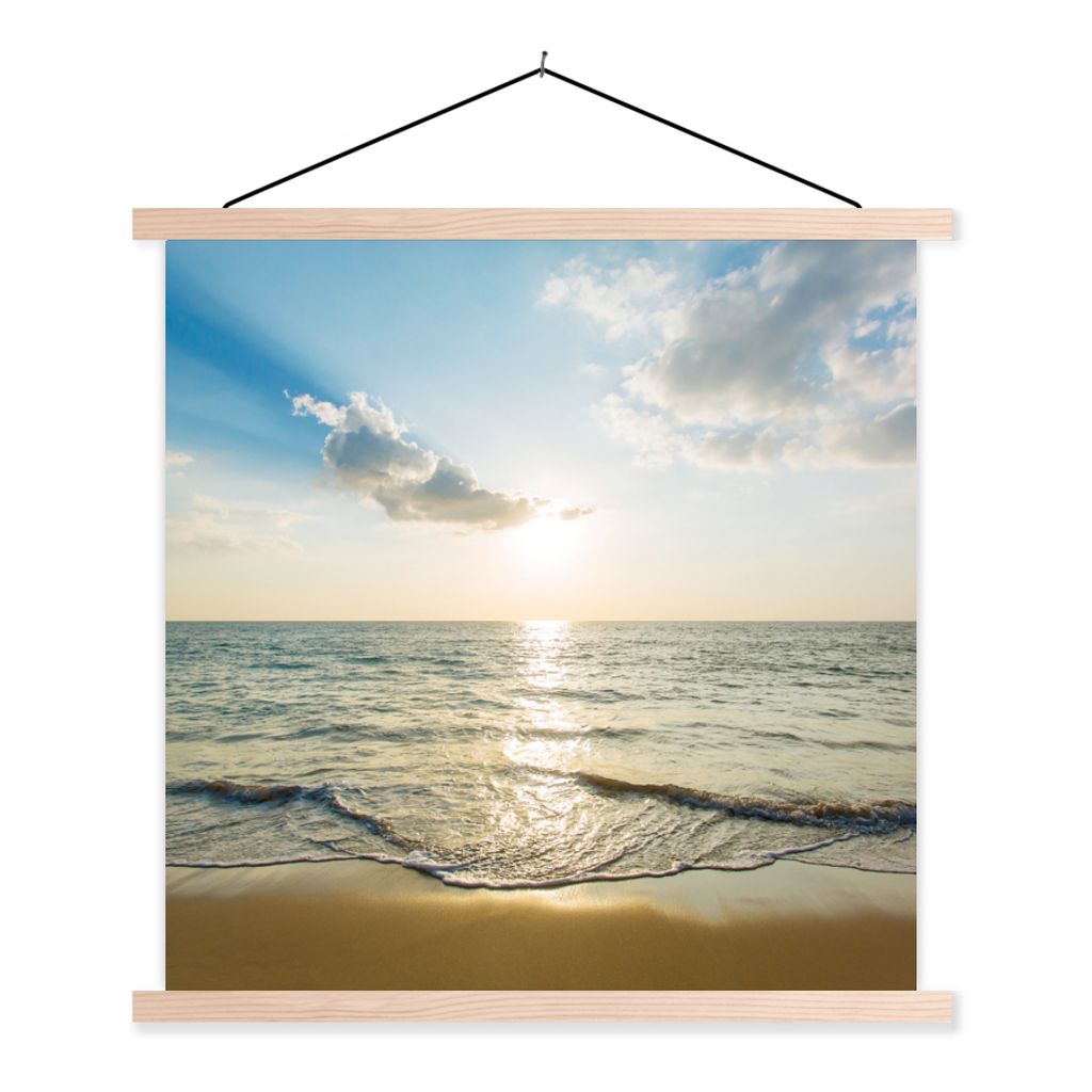 MuchoWow Textilposter Meer - Sommer - Strand 40x40 cm mit holzfarbenen Rahmen - Posterleiste