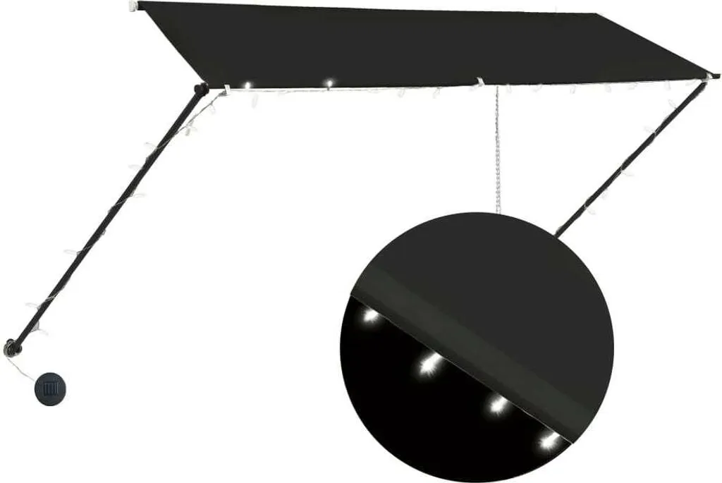 Tenda da Sole Manuale LED 300x150 Antracite | vidaXL Montaggio Facile