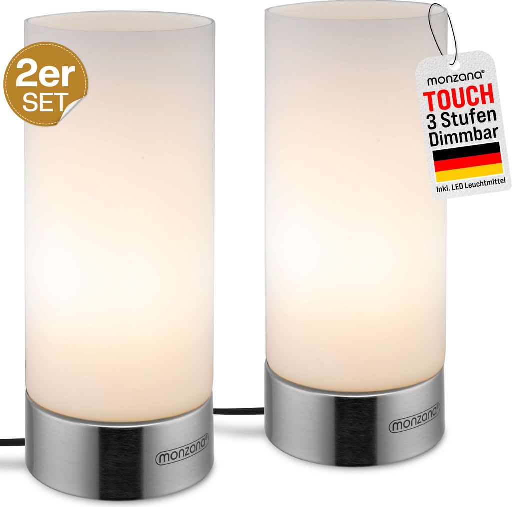 MONZANA® Nachttischlampe 2er Set Touch Dimmbar mit LED Produktbild 