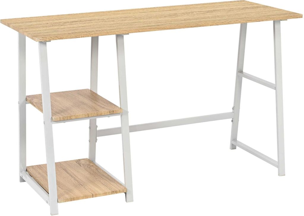 Dwayne Schreibtisch - 120x50x73cm - mit Stauraum - Eiche Nachbildung/Weiß
