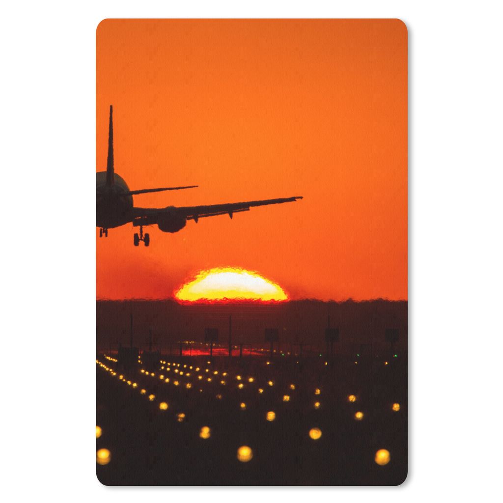 MuchoWow Mauspad Mousepad Sonnenuntergang - Flugzeug - Orange - Sonne 40x60 cm - Mousepads - Maus Mat - Pad - Mausunterlage - Schreibtisch Accesoire