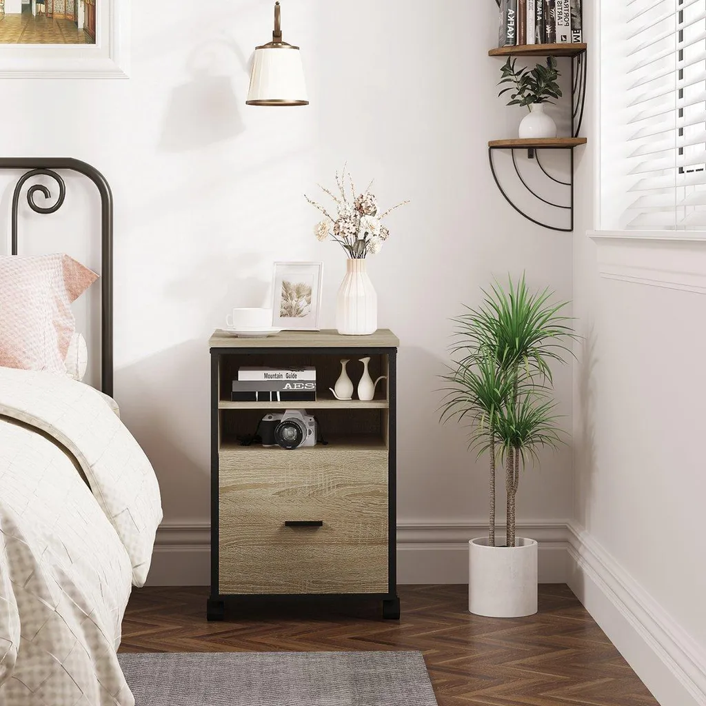 Caisson de Bureau Londres Mobile pour Rangement de Documents en Bois