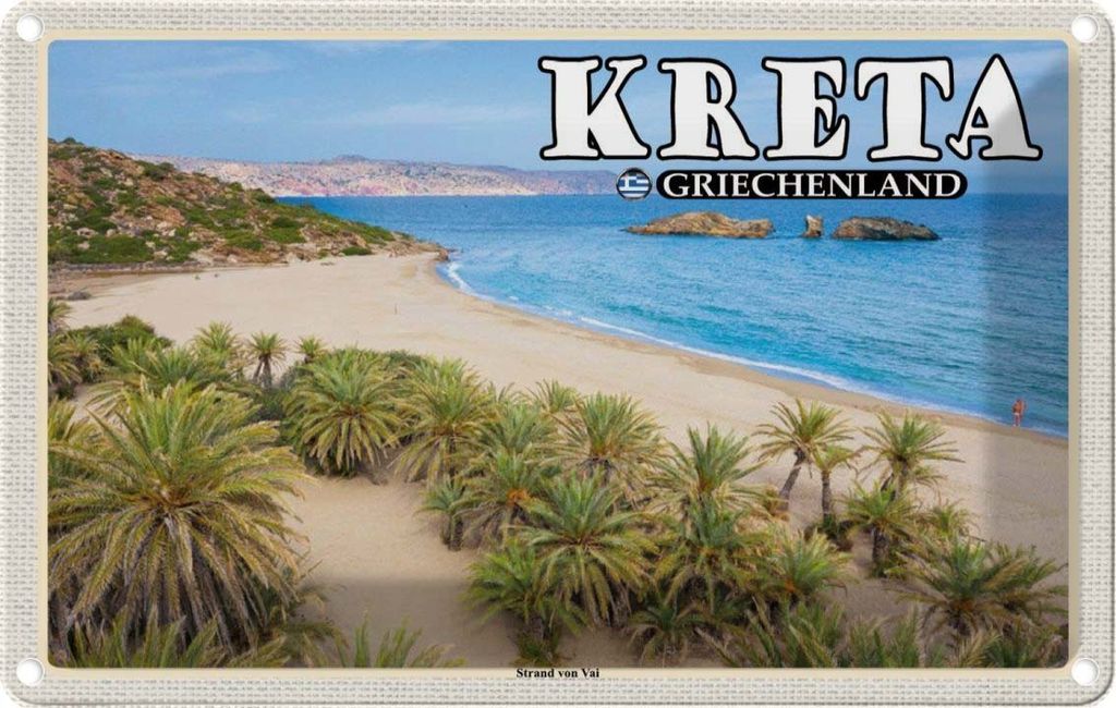 vianmo Blechschild 12x18 cm Kreta Griechenland Strand von Vai Bildmotiv Reisemotiv Abenteuer Reisen