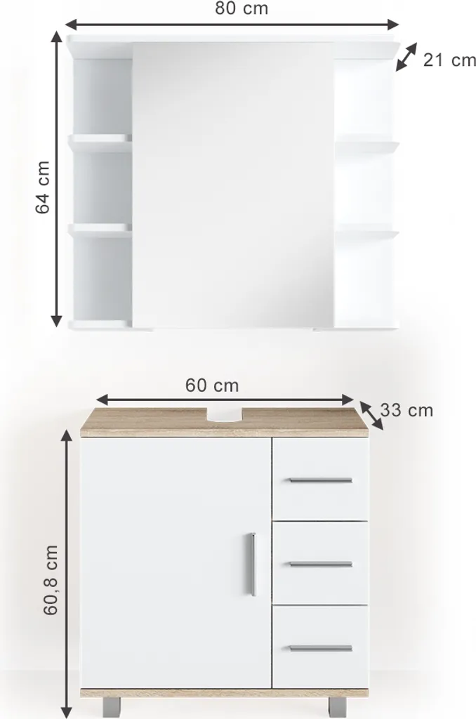 Ensemble meuble de salle de bain Vicco Ilias coloris chêne Sonoma - 3