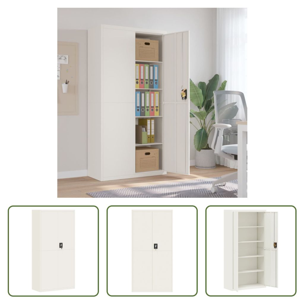 The Living Store Aktenschrank Weiß 90x40x180 cm Stahl