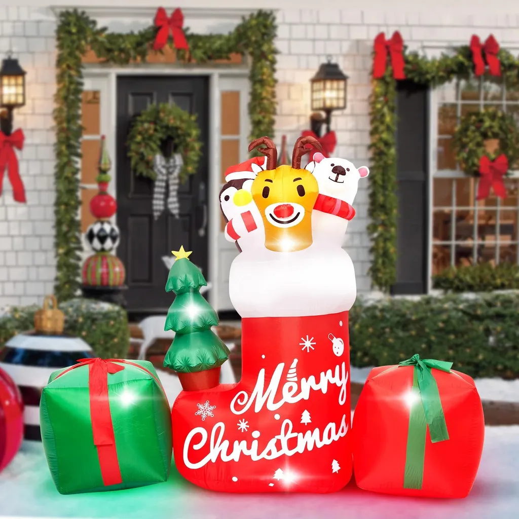 Décoration Noël PVC gonflable avec LED Intégrées et Design Animal Rigolo