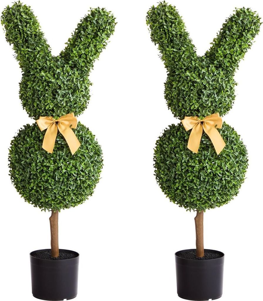 Artificial Topiary Bunny-Shape Boxwood Ball, 2 Set 914mm Faux Boxwood Plant Balls, Fake Silk Tree Look Real, Easy Assembly for Decor Front Porch Ou...