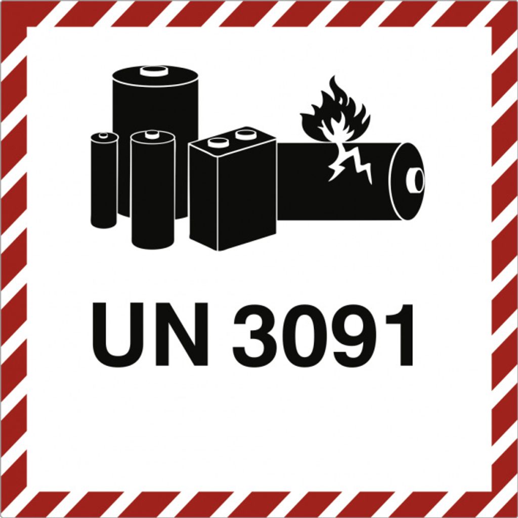 Dreifke Gefahrzettel LITHIUM METAL BATTERY UN 3091, Folie, 100x100 mm