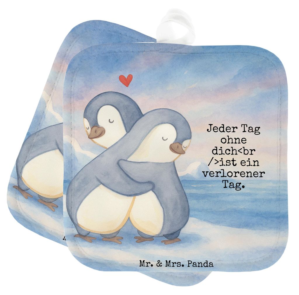 Mr. & Mrs. Panda Topfuntersetzer Pinguine Kuscheln Design - Weiß - Geschenk, Ofenlappen, Freundin, Kochlappen, topfhalter, Freund, für Partner, H...