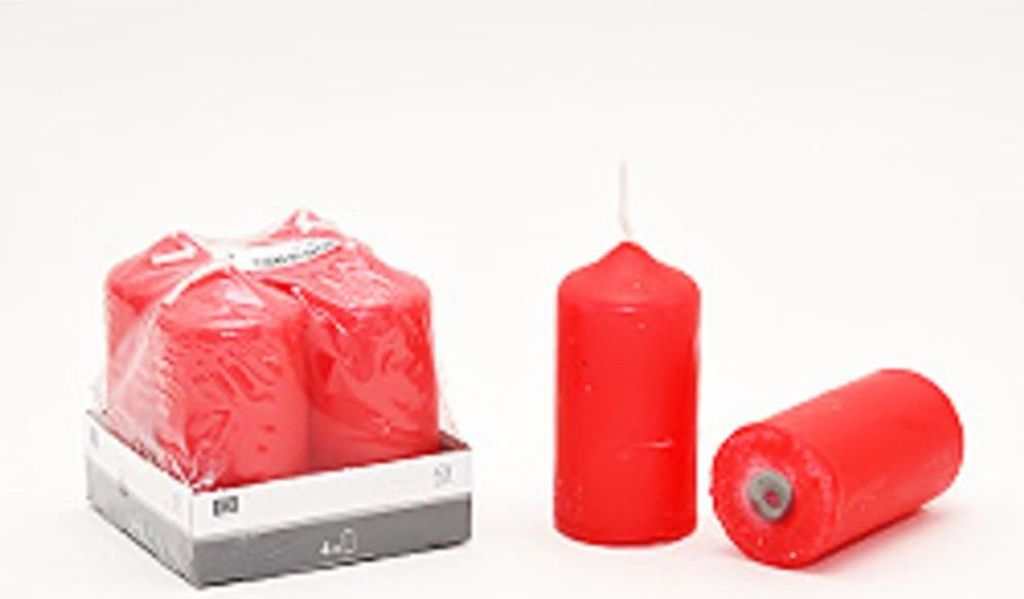 4er Rote Stumpenkerzen 80x40mm – Zaubern festliche Stimmung, ideal für Advent & Weihnachten, gemütliche Abendstunden