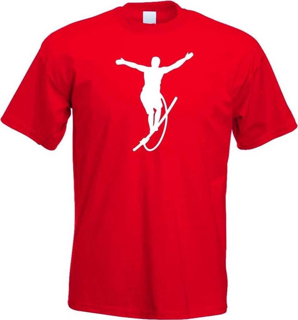 Kiwistar - T-Shirt - rot - Seiltanz Laufen Sport Figur Motiv Bedruckt Funshirt Design Print - mit Motiv Bedruckt - Funshirt Design - Sport - Freize...