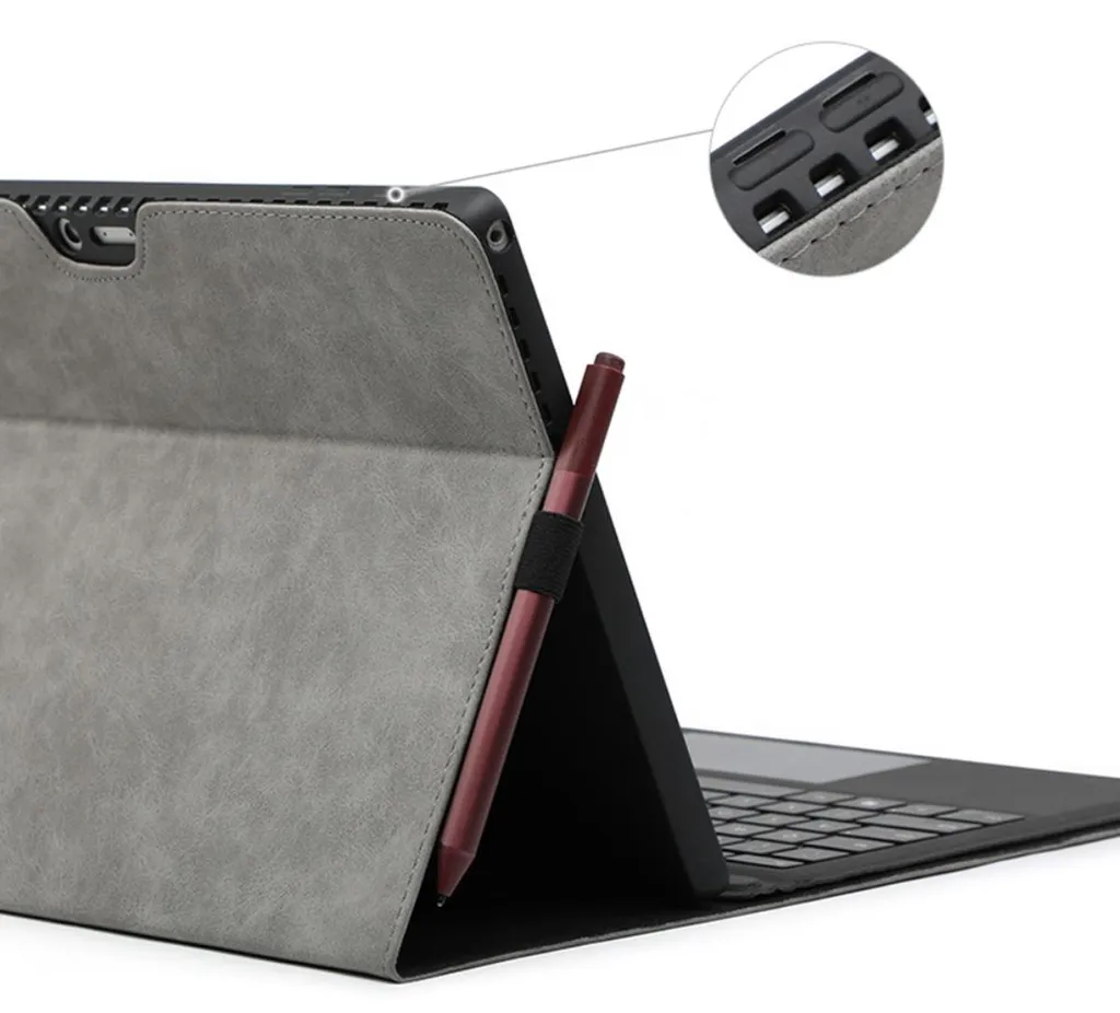 Coque Surface Pro 10 antichoc aspect peau de mouton grise - Pack de 2 - 5