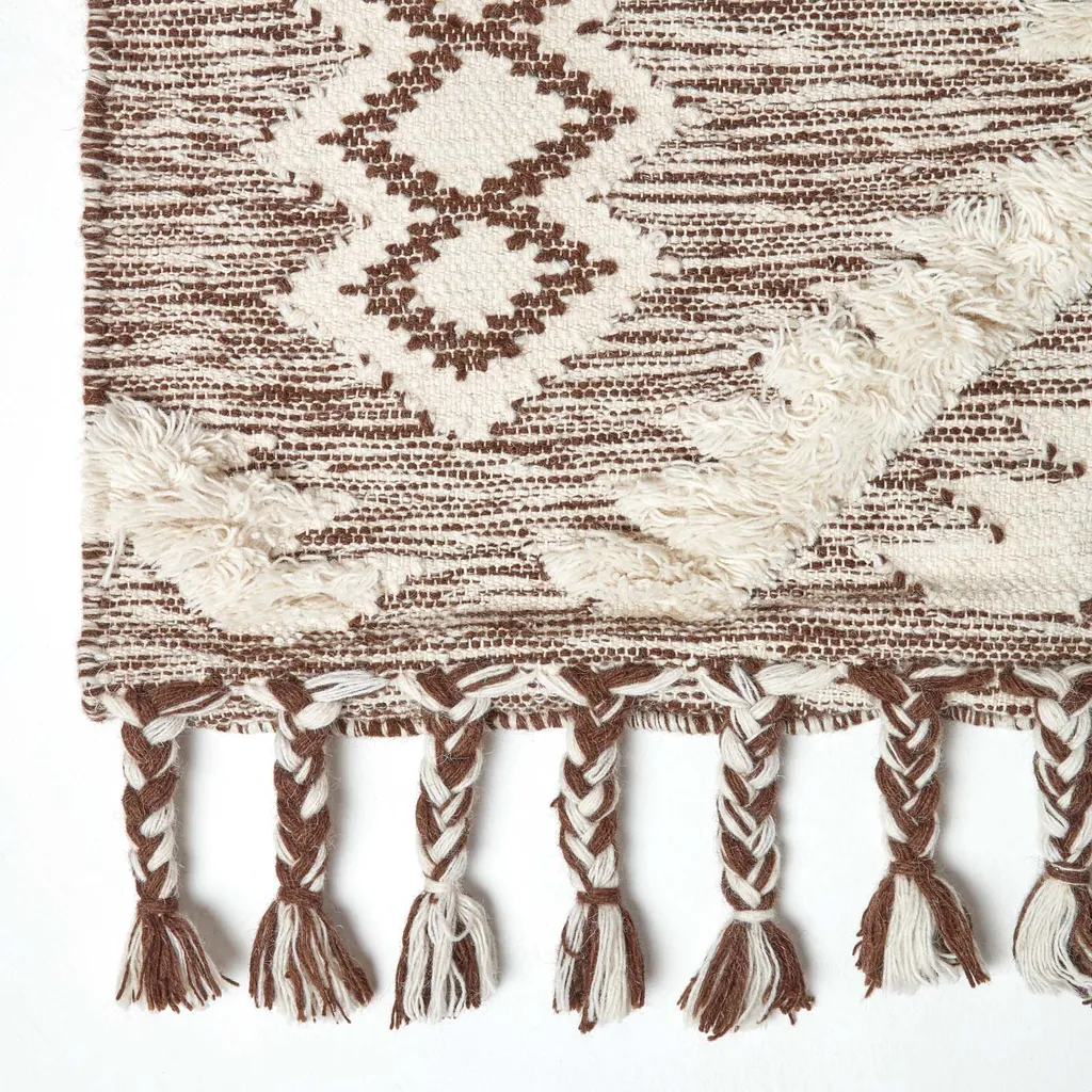 Tapis Kilim Robuste en Laine Marron : Solution Déco Durable 120x170