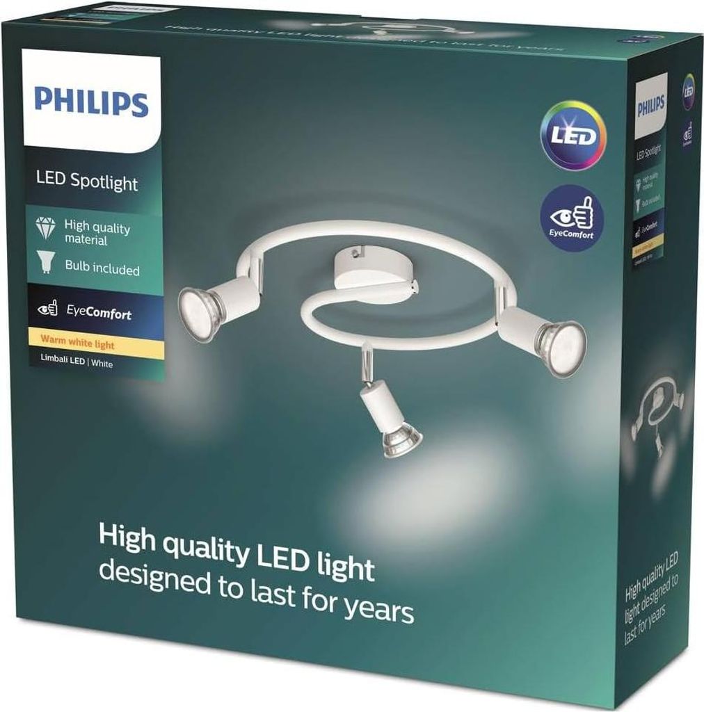 Philips LED Deckenstrahler Limbali – 3-flammiges Rondell in Produktbild 