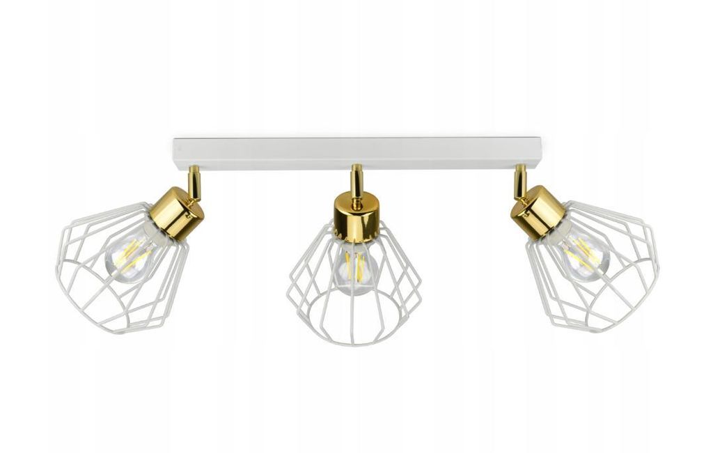 Luxolar Led Deckenleuchte 3 flammig aus Metal Draht Weiß-Gold im Edison-Stil E27 60W - Schwenkbar deckenlampe wohnzimmer