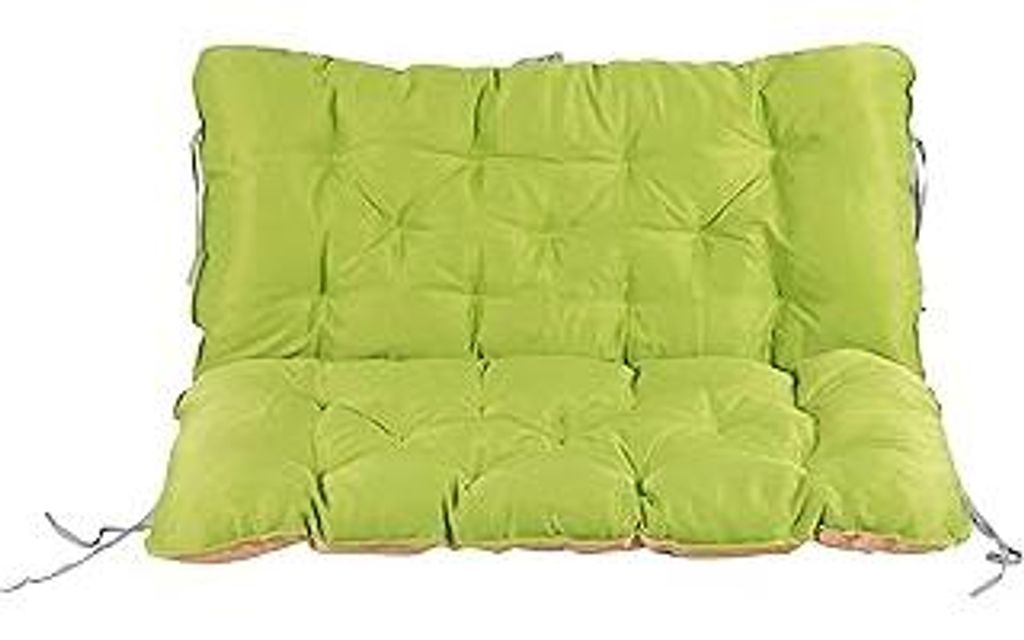 Auflage mit Rückenteil Sitz und Rückenkissen mit Bänder Polsterauflage Bankauflage Wendeauflage, grün/beige, ca. 100 x 98 x 10 cm