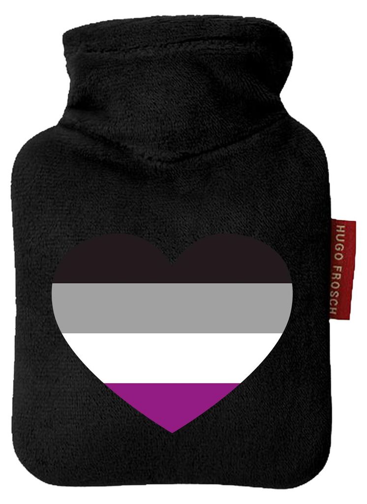 Huuraa Mini-Wärmflasche Asexuelle Pride Flagge LGBTQ Herz 0,2 Liter Black Mini Veloursbezug Taschenwärmer Geschenkidee