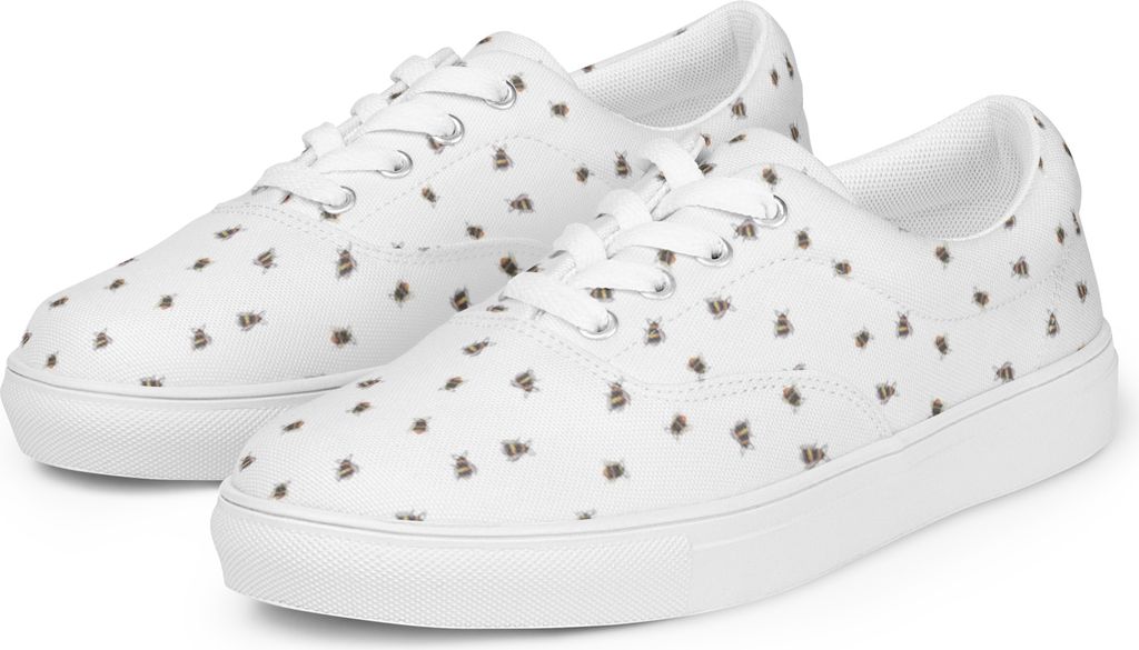 Mr. & Mrs. Panda Sportschuhe Hummel flauschig Größe 43 - Weiß - Geschenk, Freizeitschuhe, Stoffschuhe Damen, Natur, Sneaker, Turnschuhe, Blume, ...