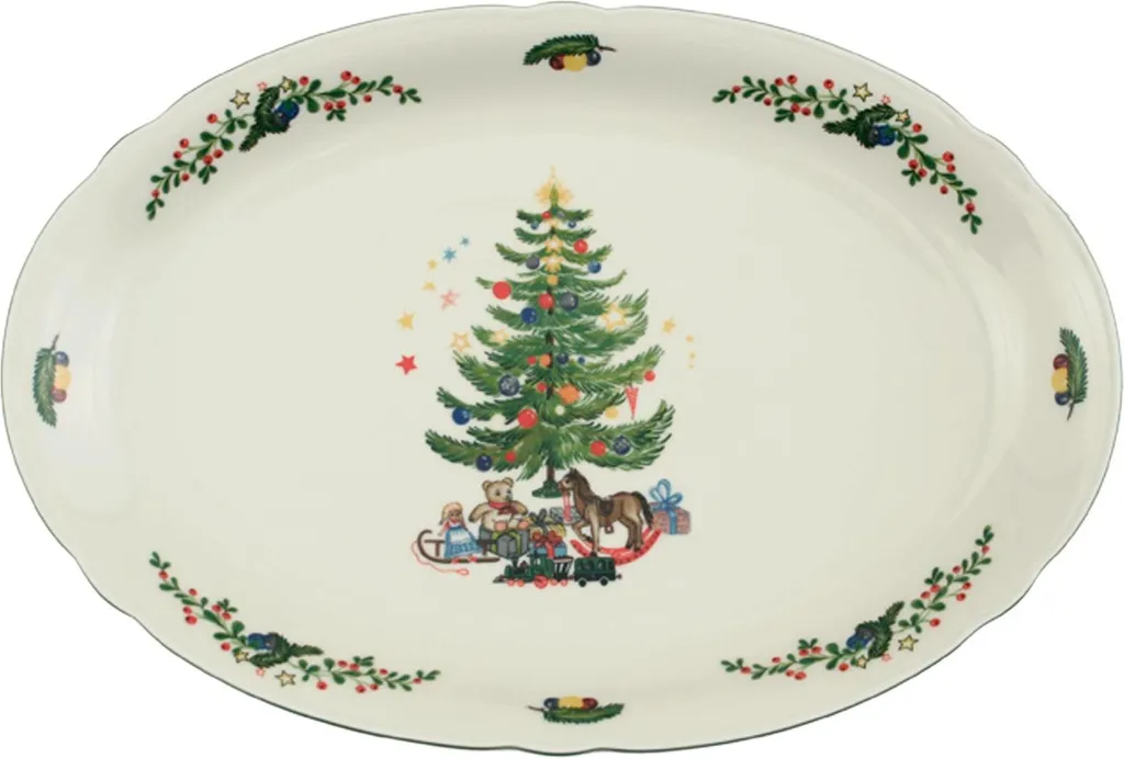 Piatto Ovale 35cm Seltmann Weiden Marieluise Natale Avorio di Lusso
