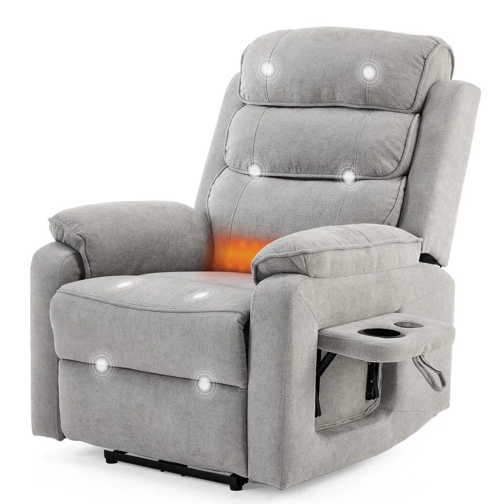 Fauteuil relax FCH électrique inclinaison confort TV gris clair et USB